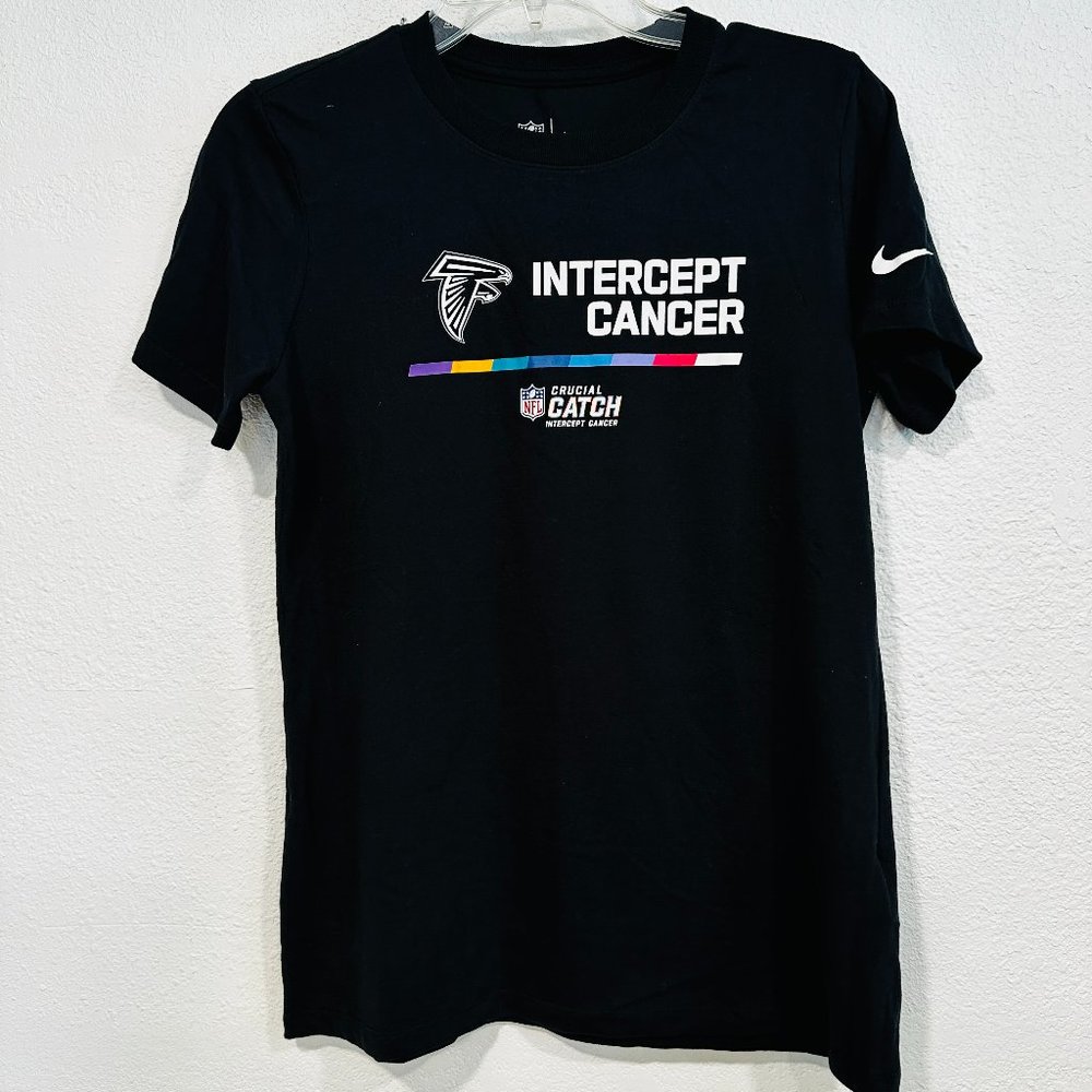 NWT Nike Dri Fit Atlanta Falcons NFL Women Tee Intercept Cancer 2022 Black S/S